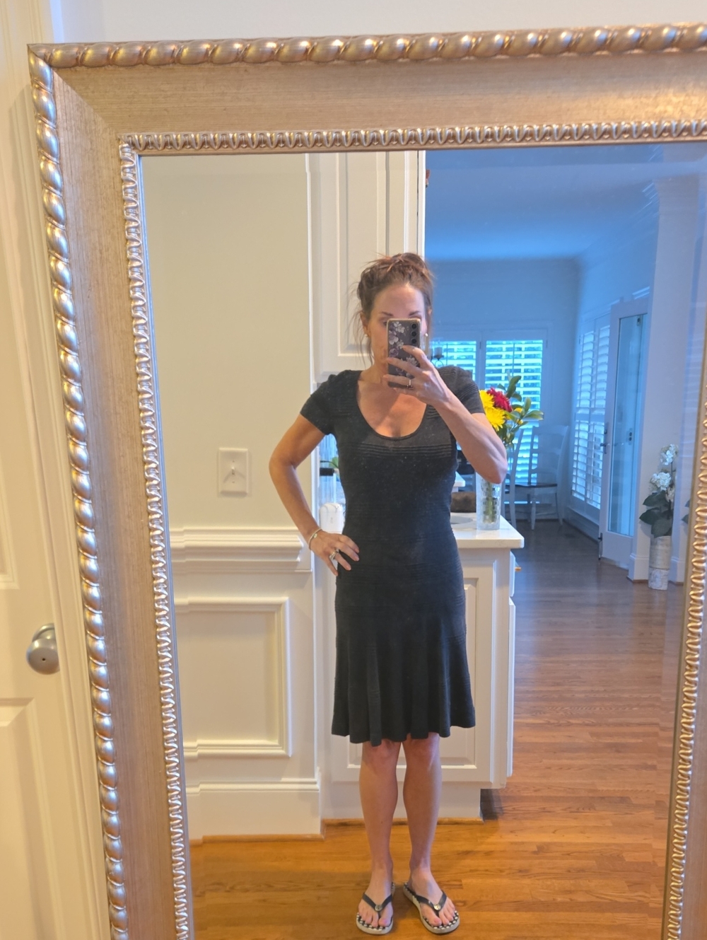 Max Studio Grey Scoop-Neck A-Line Dress